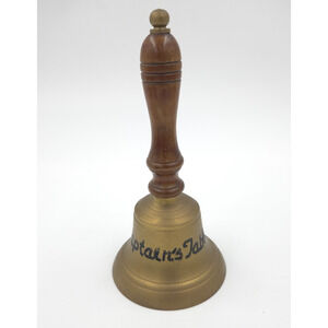 Vintage Wooden & Brass Captains Table Bell Nautical 8”